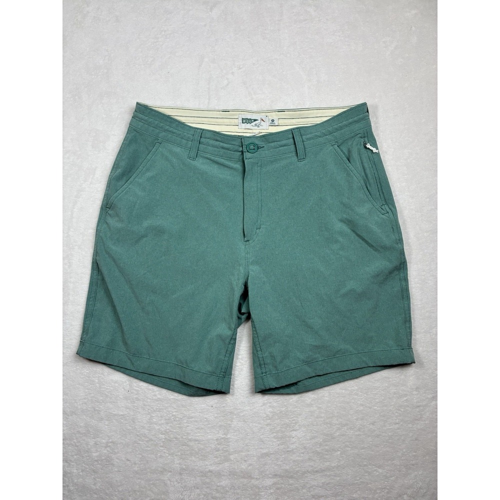 Wellen Cruiser Shorts Mens 33 Green Hybrid Chino 7" Performance Huckberry